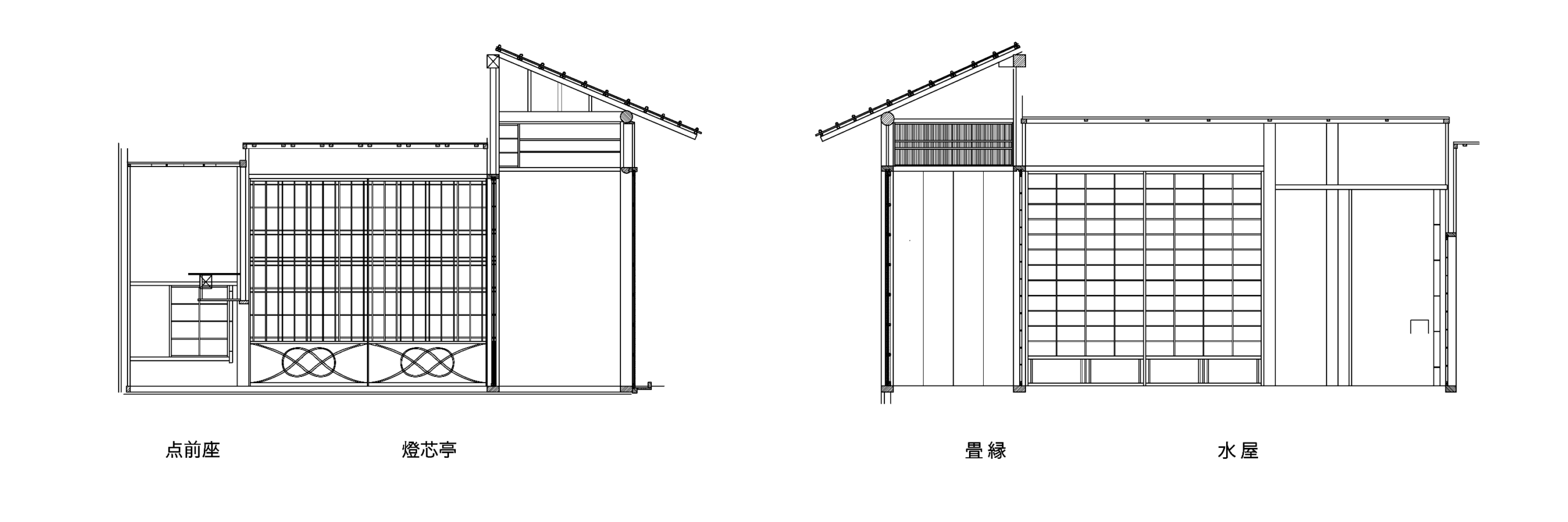 水無瀬神宮 燈芯亭 展開図 南面