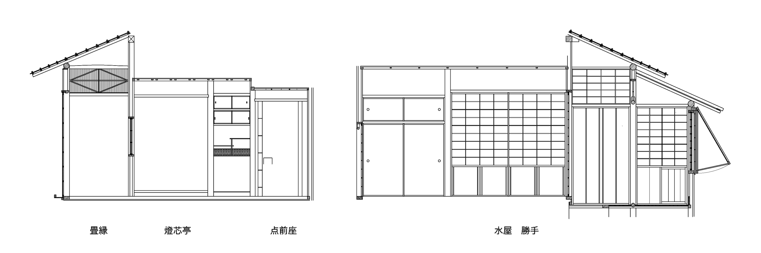 水無瀬神宮 燈芯亭 展開図 北面