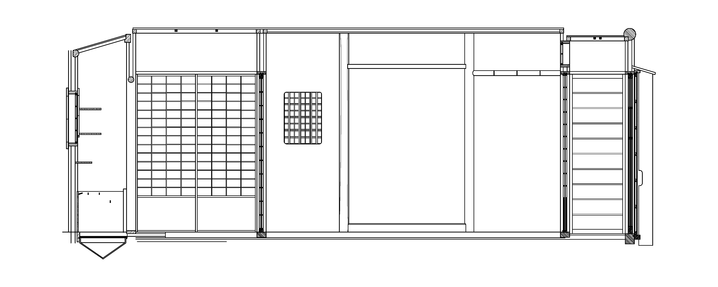 春草廬広間　東面展開図